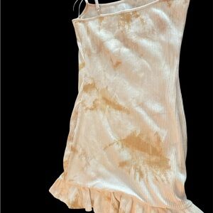 Etiquette Clothiers Cream and Tan Mini Dress